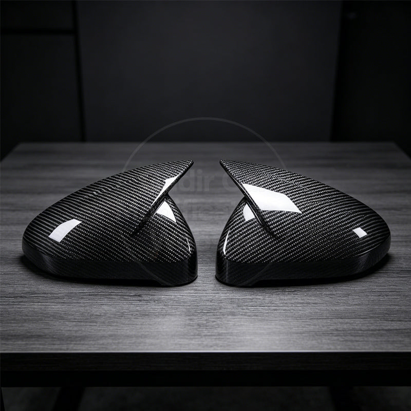 A4 B9 / Carbon Fiber Rearview Mirror Covers, Bullhorn Style