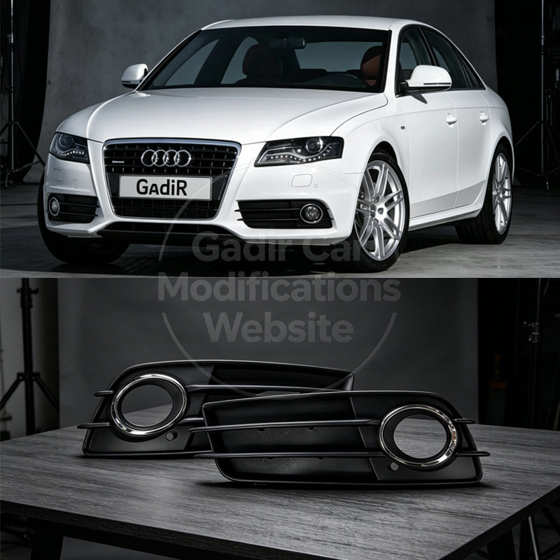 A4, B8, S4 Sport Front Bumper Fog Light Bezels, Fog Light Grilles, and Fog Light Covers