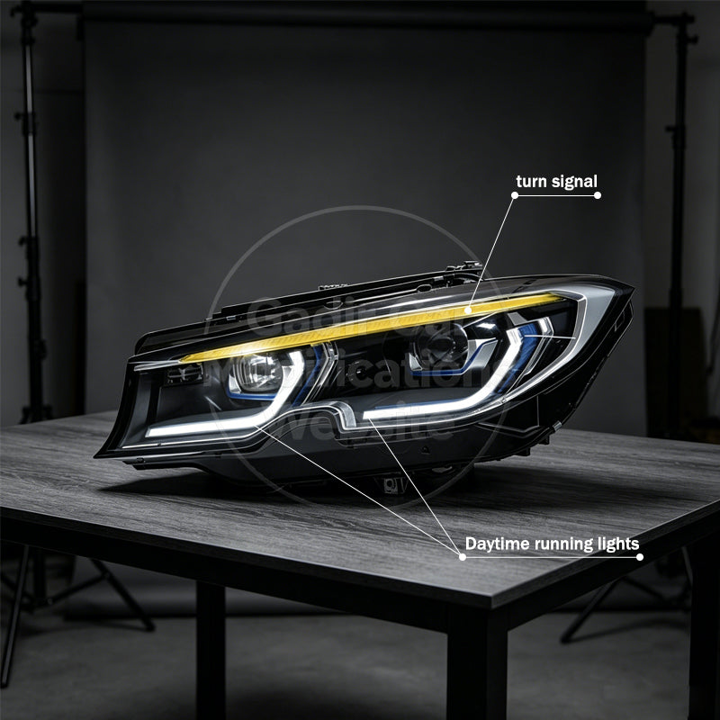Suitable for 2020–2022 BMW 3 Series G20 Headlight Assemblies: Blue-Eyebrow LED Laser Lens “Spoon” DRL Conversion Kit