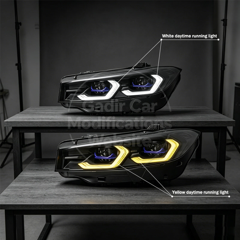 Suitable for 2023–2025 BMW 3 Series G20 Headlight Assemblies: G28 Modified “Spoon” Dual-Color Switchable LED Daytime Running Lights