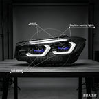 Suitable for 2023–2025 BMW 3 Series G20 Headlight Assemblies: G28 Modified “Spoon” Dual-Color Switchable LED Daytime Running Lights