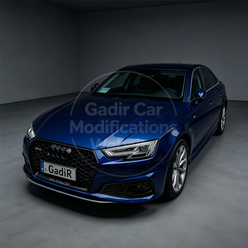 A4 B9/S-Line Fog Light Bezels Modified with Honeycomb Mesh Design