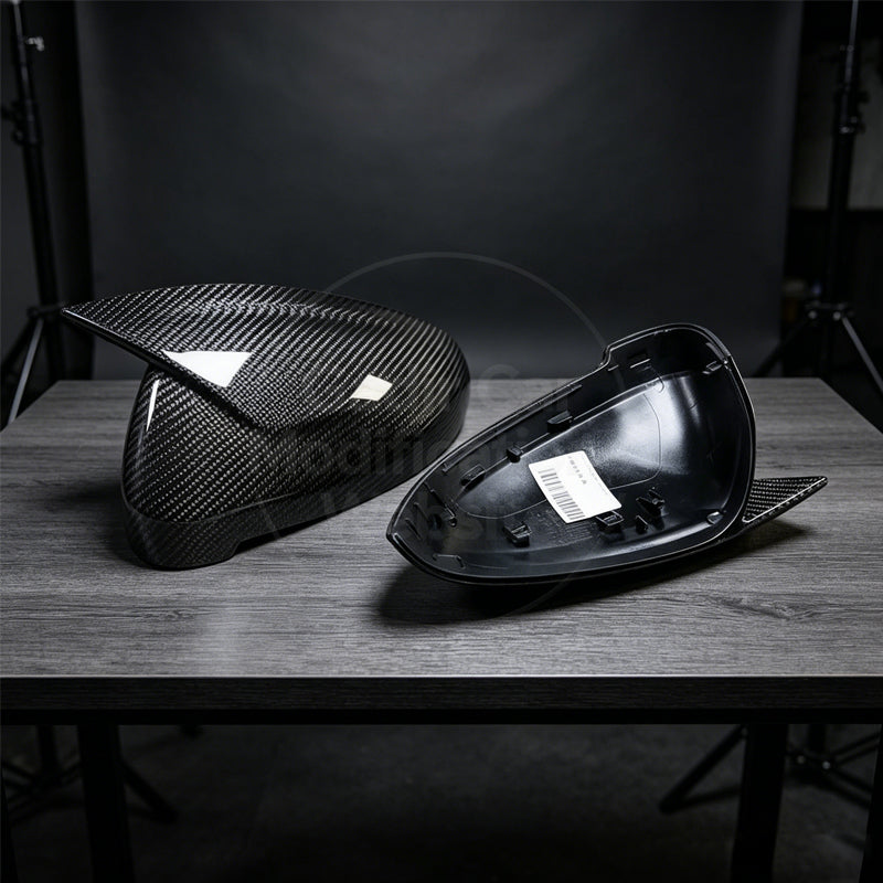 A4 B9 / Carbon Fiber Rearview Mirror Covers, Bullhorn Style