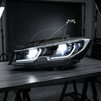 Suitable for 2020–2022 BMW 3 Series G20 Headlight Assemblies: Blue-Eyebrow LED Laser Lens “Spoon” DRL Conversion Kit