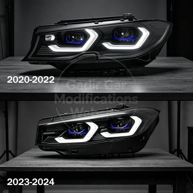 Suitable for 2023–2025 BMW 3 Series G20 Headlight Assemblies: G28 Modified “Spoon” Dual-Color Switchable LED Daytime Running Lights