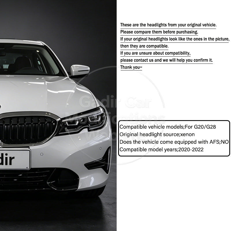 Suitable for 2020–2022 BMW 3 Series G20 Headlight Assemblies: Fangs-Style LED Modification with Interchangeable Dual-Color Daytime Running Lights